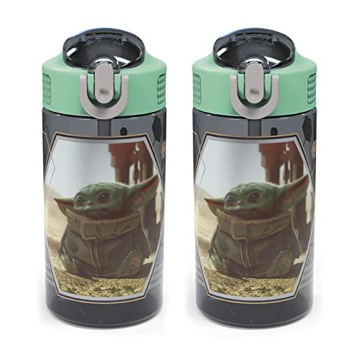 Zak Designs Conjunto de garrafas de água The Mandalorian Kids Star Wars com tampas de bico e alças de transporte integradas