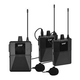Tomshin Sistema de microfone sem fio UHF com 2 transmissores de microfone de lapela body-pack Receptor para câmera de smartphone Transmissão de entrevista de gravação de vídeo