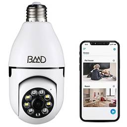 BAAD V380 lâmpada câmera detecção alarme 360° panorâmico visão noturna rastreamento móvel por voz interfone câmeras segurança