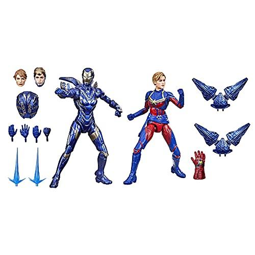 Marvel Legends Series Saga do Infinito, Kit com 2 Figuras de 15 cm - Capitã Marvel e Armadura de Resgate - F0190 - Hasbro