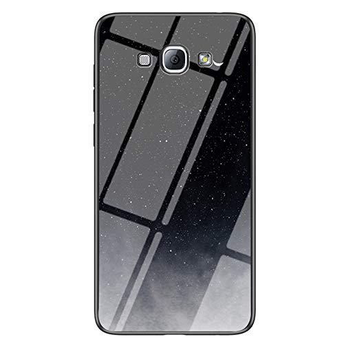 Capa XYX compatível com Samsung A8 2018, [parte traseira de vidro temperado] Capa fina leve com estampa de céu estrelado para Samsung Galaxy A8 2018 SM-A530 (Star Crescent Moon)