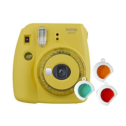 Câmera Instantânea Fujifilm Instax Mini 9 com 3 Filtros Coloridos, Amarelo Banana