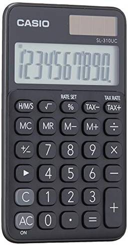 Calculadora Portátil Casio c/ visor amplo 10 dígitos e alimentação Dupla Casio, Preta