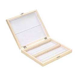 Romacci Caixa de armazenamento de lâminas de madeira com 100 lugares com fendas numeradas Folha de conteúdo para lâminas preparadas de microscópio