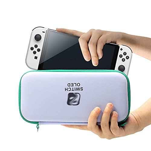 TwiHill A bolsa de armazenamento é adequada para Nintendo Switch OLED, case rígido EVA, proteção, resistência a quedas, fácil de transportar, acessórios de Nintendo Switch OLED (Zíper verde)