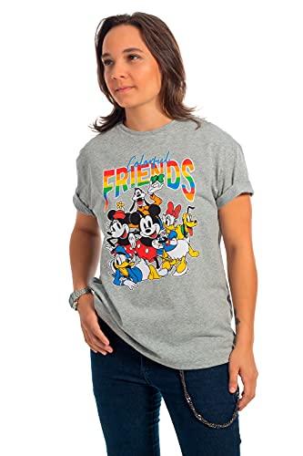 Camiseta Manga Curta Personagens da Disney, Cativa, Feminino, Cinza, G