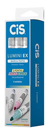 Marca Texto Lumini EX CIS, Ponta Dupla (Marca e Apaga) - Caixa com 6 unidade(s), Sertic 58.8600, Amarelo Pastel