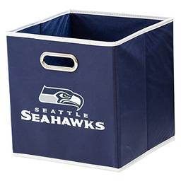 Franklin Sports Cesto de armazenamento dobrável NFL Seattle Seahawks – Recipiente de armazenamento de cubo dobrável NFL – Serve para organizadores de caixas – Cubos de armazenamento da equipe NFL