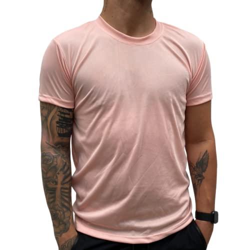 Camiseta Dry Fit Treino Masculina Academia Musculação Corrida 100% Poliéster (GG, Rosa)