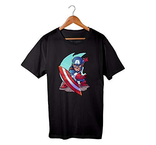 Camiseta Unissex Avengers Capitão America Escudo Geek Marvel (M, Preta)