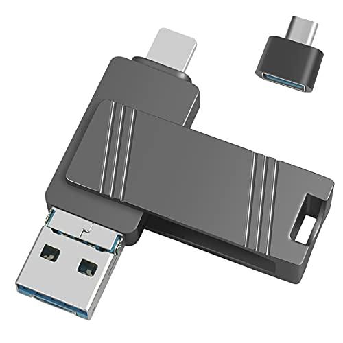 Pen Drive USB para iPhone, USB 3.0 Pen Drives criptografados com adaptador tipo C, Photo Stick para iPad, telefones Android e PC (32 GB, preto)