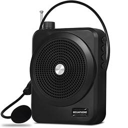 Megafone Amplificador de Voz Microfone Digital Profissional Portátil Dinâmico Mp3 Usb com Rádio Fm Recarregável Para Professores e Palestras