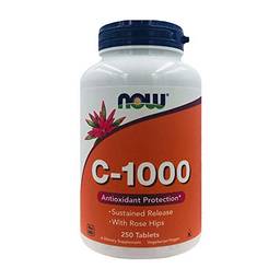 Agora alimentos, C-1000, agora alimentos Vitamina C-1000 Liberação sustentada com quadris rosas, 250 comprimidos