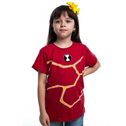 Camiseta ben10 infantil chama, piticas, unissex, vermelho minnie, 6