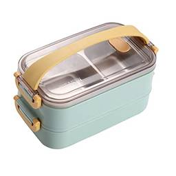 UPKOCH Caixa de Almoço Bento Double- Layer Recipiente De Armazenamento De Alimentos de Aço Inoxidável Caixa de Almoço Ao Ar Livre Portátil Isolado Lunch Box All- In- One Bento Box para