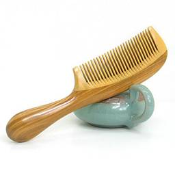 Pente antiestático de sândalo verde natural anti-queda de cabelo massagem dentes grandes