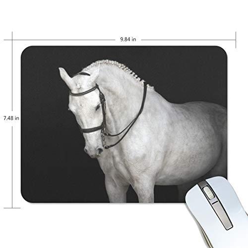 Mouse pad My Daily White Horse 25 x 19 x 0,5 cm, base de borracha antiderrapante para jogos e escritório