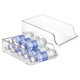iDesign Garrafa de água de plástico livre de BPA e suporte para bebidas, organizador de geladeira, para cozinha, porão, garagem – Conjunto de 2, 23 cm x 35 cm x 10 cm, plástico transparente
