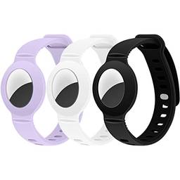 TwiHill para Apple Airtag pulseira de silicone capa protetora GPS infantil antiperda, posicionamento de etiquetas aéreas, pulseira protetora de silicone (pacote de 3) (C)