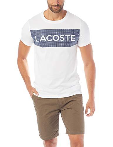 Camiseta Básica, Lacoste, Masculino, Branco/Marinho, GG
