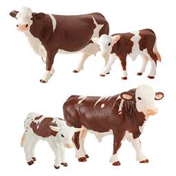 NUOBESTY 4 Peças de Figuras de Animais de Fazenda Brinquedos de Plástico Realistas de Vacas de Fazenda Bonecos de Brinquedos de Aprendizagem Educacionais para Coleção de Adereços