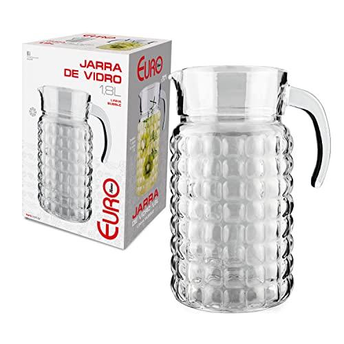 Jarra de Vidro transparente 1.8 litros para servir sucos e bebidas quentes ou frias, Bubble, VDR7320, Euro Home