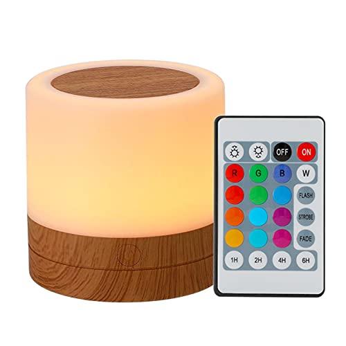 Lâmpada de mesa, Moniss Lâmpada noturna colorida com leds de mesa para quarto ao lado da cama USB tocante lâmpada noturna RGB com controle remoto