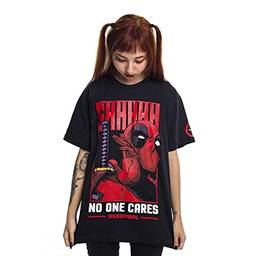 Camiseta Deadpool No One Cares, Piticas, Adulto Unissex, Preto, XP
