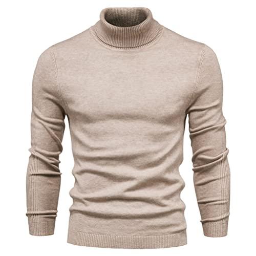 Suéteres masculino trico Suéteres Suéter Masculino Inverno Cor Sólida Quente Suéter Gola Alta Elástico Malh (Estilo 4, L)