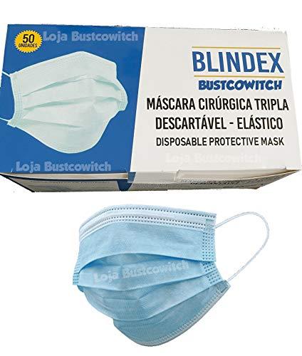 Mascara descartavel Cirurgica ANVISA Azul tripla com clip nasal Higiene E Proteção De Rosto caixa 100 un Bustcowitch