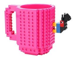 Caneca Lego Bloquinhos Rosa Chiclete + Brinquedo Lego