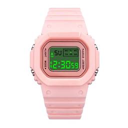 SZAMBIT Relógio Esportivo Digital Feminino,Relógio de Banda de Silicone Quadrado à Prova D'água para Homens com Luz de Fundo LED de Data Relógio de Pulso Multi-Funções para Amigos como Presente (Rosa)