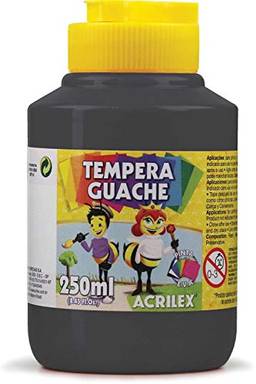 Acrilex Abelhinhas Tinta Guache, Preto (Black), 250 ml, 3 Unidades