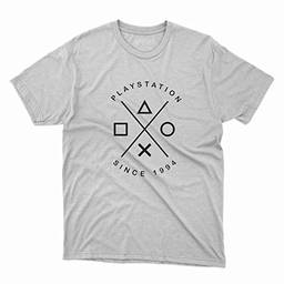 Camiseta Unissex Playstation Game Geek Since 1994 100% Algodão (Branco, M)