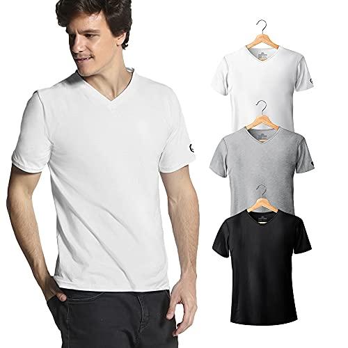 Kit com 3 Camisetas Gola V Basic Regular - Polo Match (Sortidos, P)