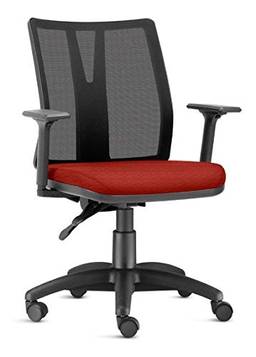 Cadeira Addit Ergonômica - 4124 Nr17 da ABNT com regulagem de Braço (Tecido Crepe cor: Vermelho)