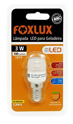 Lâmpada LED para Geladeira Foxlux – 2200K (Luz Amarela) – 3W – 127V – Base E-14