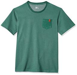 Camiseta Básica Bolsinho Detalhe em Couro, Reserva Mini, Meninos, Verde, 12+