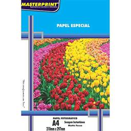 Masterprint Papel Fotográfico Inkjet A4 Matte 108g, Branco, 100 folhas