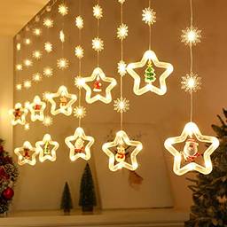 NEARAY Luzes de corda de estrelas, 3m luzes de anel de decoração de Natal, cordão de luzes LED de controle remoto, ornamento de estrela alimentado por USB, decoração de festa para casa quarto (B)