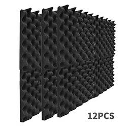12 unidades de painel de espuma de estúdio à prova de som da XWU, preto