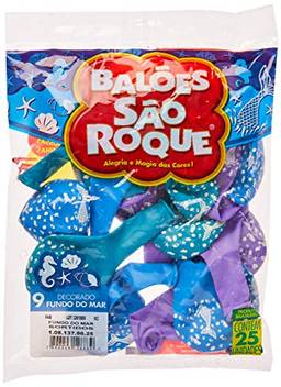 Balão Decorado N.090 Fundo Do Mar - Pacote com 25 Unidade(s), São Roque, 1081379625, Multicor