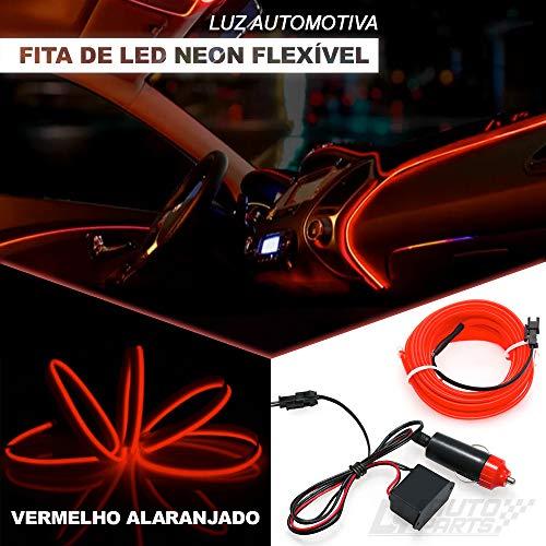 Fita LED Automotiva Luz Neon Interna Vermelho Painel e Portas Carro Tunning 5 metros