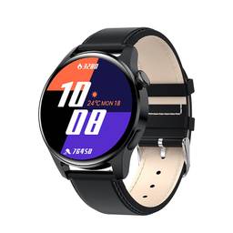 SANDA Bluetooth Call Relógio Inteligente Masculino Toque Completo Esporte Fitness Relógios À Prova D' Água Freqüência Cardíaca Banda De Aço Smartwatch Android IOS (Lether black)