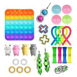 VELIHOME Conjunto de 26 peças Fidget Pack Fidget de Brinquedo Arco-íris com Simples Alívio de Estresse e Ansiedade