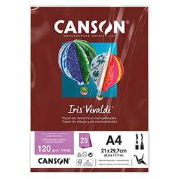 CANSON Iris Vivaldi, Papel Colorido A4 em Pacote de 25 Folhas Soltas, Gramatura 120 g/m², Cor Grena (16)