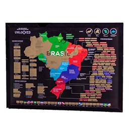 Mapa do Brasil de Raspar 88x66 CM | Unlocked | Com moldura | Scratch off Brazil Map | Mapa Raspadinha