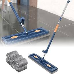 Large Flat Mop - Microfiber Mop 360° Rotatable Adjustable Cleaning Mop, New Large Flat Mop for Wet and Dry Use