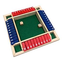 Jogo de tabuleiro de madeira de quatro lados com 10 números, mesa de dados, jogo de tabuleiro, brinquedo, brinquedo para família, adultos, festa colorida