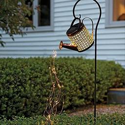 Luminária de chuveiro de ferro, luz de LED para jardim solar inovadora decoração ao ar livre com regador, fio de cobre de fada à prova d'água para pátio, quintal, jardim e gramado